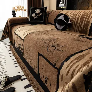 Modern Minimalist Nordic Style Chenille Sofa Cover, Sofa Slipcover, Anti-Slip Sofa Blanket, All-Season Furniture Protector for Bedroom and Living Room