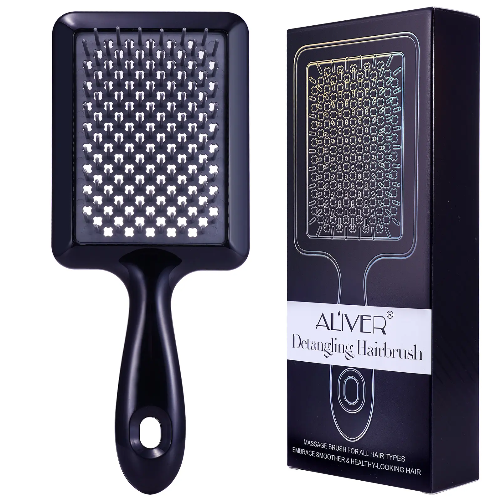 Aliver Premium Plastic Unisex Anti-Tangle Detangler Hair Brush - Heatless Haircare Tool for Frizz Control, Easy Detangling, Scalp Care (Heatless Hairstyle Accessory), Premium Hair Brush, Flexible, Color & Chemically Treated
