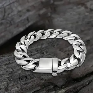 GTHIC Thick Cuban Link Stainless Steel Bracelet Minimalism Unisex Daily Wear Jewelry Accessory