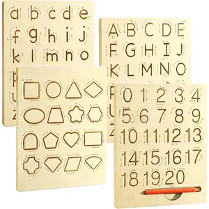 Learn to Write Number & Letter Tracing Boards for Kids Ages 3-8 Wooden Alphabet Learning Montessori Toddler Writing Tools Beginners Homeschool Preschool Classroom Must Haves