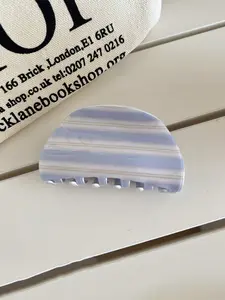 Korean Blue Coffee Striped Hair Clip Set, Vintage Elegant Updo Bun Accessory, Ponytail Multifunctional Hair Clip, Ponytail Claw Clip, Fashion Winter Women's Hair Clips, Hairclips