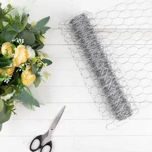 Silver Galvanized Metal Hexagonal Chicken Wire Mesh, Garden Fence Poultry Netting DIY Craft Wire - 12"x16ft
