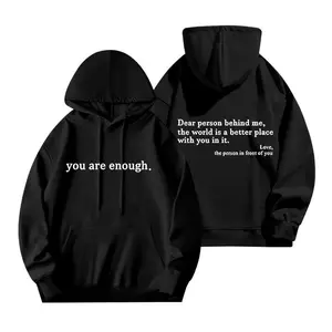 You'Re Good Enough ,Dear One Behind You" Reversible Print Hoodie |   Heartwarming Healing Sweatshirt |   Unisex Casual Street Pullover |   Soft Word Design Winter Essential bible verse apparel