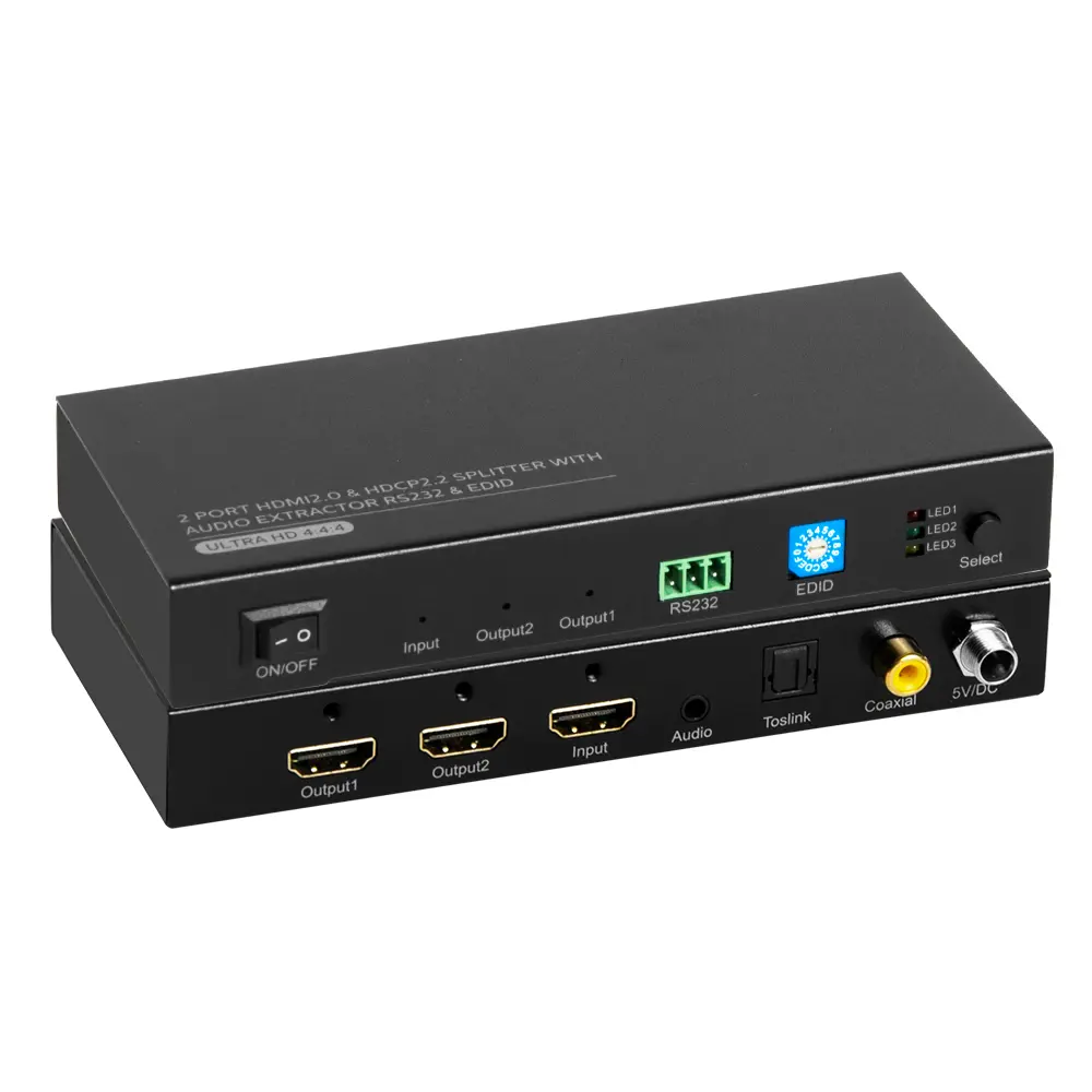 4K 60Hz HDMI 2.0 Splitter with Audio Extractor - 1 In 2/4/8 Out, HDCP 2.2, HDR10, Dolby Atmos, EDID Control HDMI Distribution Amplifier for PS5, PC, Local Stock