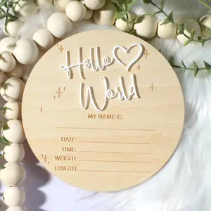 Baby Birth Announcement Sign, Wooden 3D Heart Letter Name Plate, Newborn Baptism Gift, Valentine's Day Gift, Baby Shower Gift, Unisex, Personalized Plaque, Customized Decoration