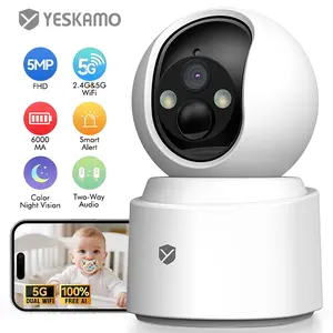 YESKAMO Battery Powered pet camera,true Wireless Indoor Camera, 4MP 2.5K WiFi Camera with Color Night Vision, 355° Pan Tilt, Motion Detection, 2-Way Audio, Dog/Cat/Kids/Baby/Pet Monitor & home security