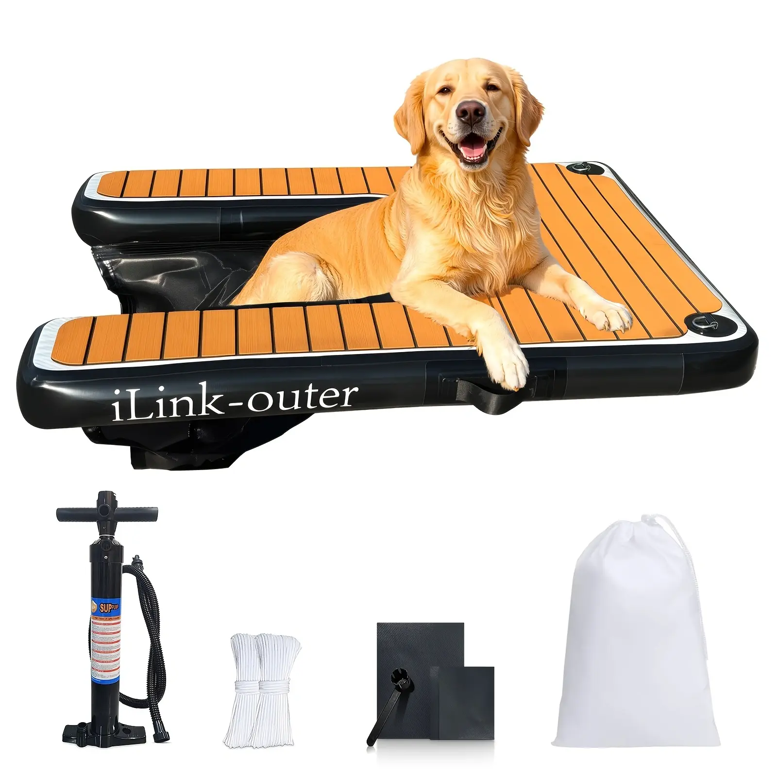 Inflatable Dock Platform: Safe & Easy Water Access for Dogs Up to 200 lbs; Floating Non-Slip EVA Foam with Dog Boat Ramp for Pool, Dock, & Lake