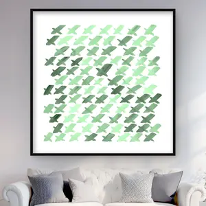 212 MAIN Framed Wall Art Prints - 48 x 48 in Abstract Artwork, Green Geometric Abstract Light Mint Design, Home Room Decoration (Home Supplies)