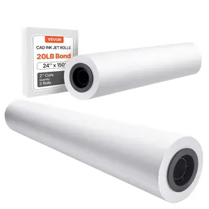 VEVOR Wide Format Paper, 24 inx 300 ft Plotter Roll, 2 Rolls CAD Bond Rolls with 2 in Core, 20 LB Bond Paper Rolls, Ideal for CAD Drawings, Engineering Plans, GIS Maps, and Architectural DesignsVEVOR Super Brand Day