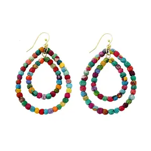 Kantha Milieu Double Teardrop Earrings