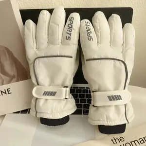 Ladies Touch Screen Ski Gloves - Windproof with Warm Fleece Lining for Winter Sports and Outdoor Activities