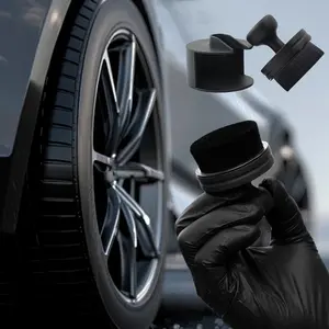 Shine Applicator Brush, Automotive Tire Dressing Applicator Brush, Storage Stand Included for Detailing and Car Wash Kit, Black, 2.3 Inch Diameter, Car Wheel Brush