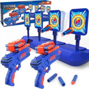 Digital Shooting Targets with Foam Dart Toy Gun, Electronic Scoring Auto Reset 4 Targets, Shooting Game Toys Gifts for Age of 5, 6, 7, 8, 9, 10+ Years Old Kids, Boys, Compatible with 2 Toy Gun