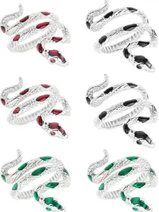 6 PACK Snake Crochet Ring, Adjustable Open Snake Rings, Yarn Rings, Crochet Tension Tool Finger Ring, Handmade Crochet Tension Ring for Crocheters Knitters Women