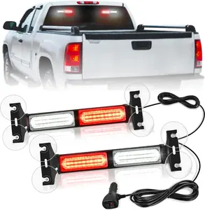 Nilight 40LED Red White Strobe Traffic Advisor Light Bar with Suction Cups Dash Safety Working Hazard Flashing Lights Interior Front/Rear Windshield for Trucks Construction Vehicles