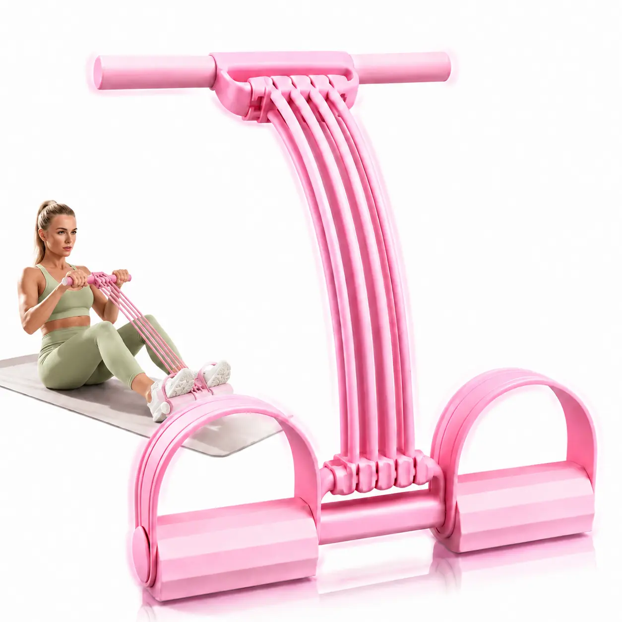 8-Tube Pedal Resistance Band, 3-in-1 Detachable Elastic Pull Rope with Non-Slip Pedals & Ergonomic Foam Handles, At Home Gym Equipment for Full-Body Strength Training, Adjustable Fitness Tool， rope fitness