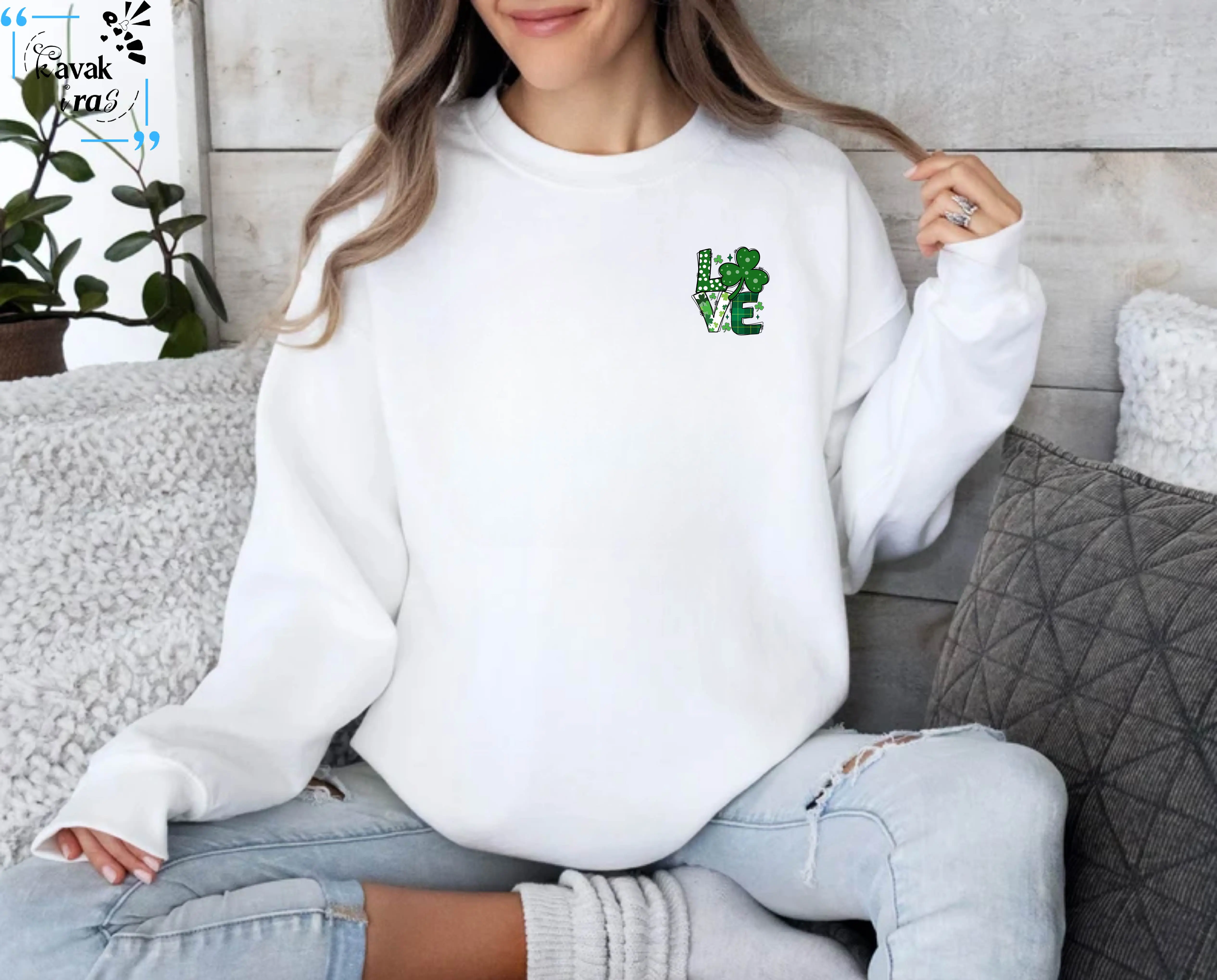 Love St Patrick's Day Sweatshirt, Cute St Patrick's Day Sweater, Shamrock Sweater, Patrick's Green Hoodie, Love With Shamrock, Irish Sweater