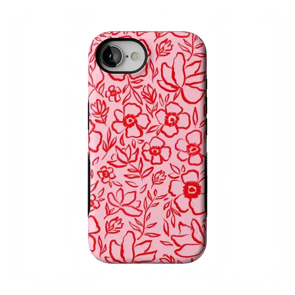 Casely iPhone 17e Case | Blush Garden | Floral Doodle | Bold Protective Design | Compatible with MagSafe