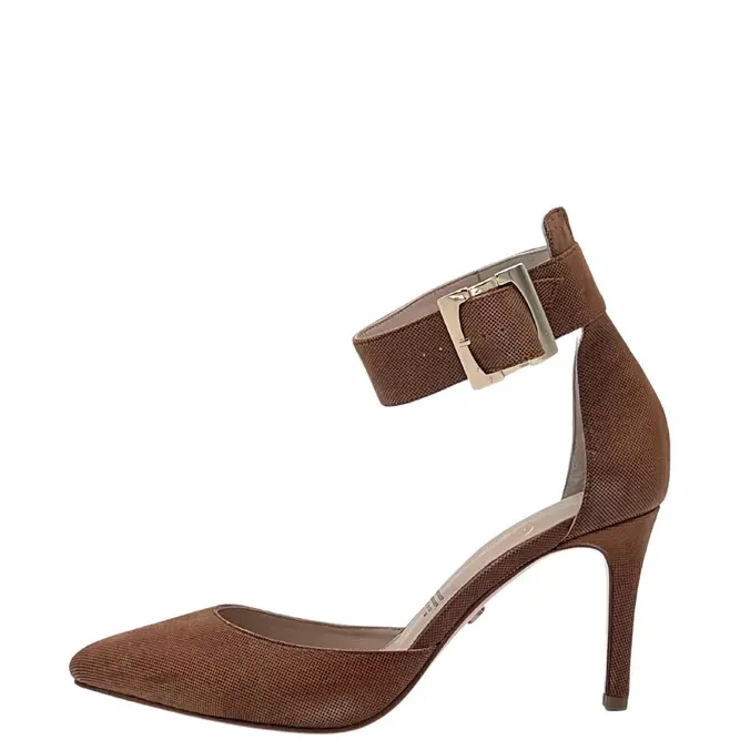 Heels For Men & Non-Binary | Lidia Talavera High Heels for Men, Women, and Nonbinary | Carol Brown Pointed Toe Stiletto with Ankle Strap