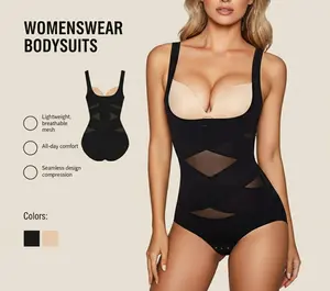 Quriov Women's Clothing Mesh Breathable Basic faja Shapewear, Minimalist Comfort Sleeveless Tops High Waist Compression Womenswear