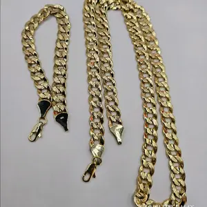 cuban link set chain with bracelet  Gold-plated pick 20"inches 24"inches or 30"inches chains