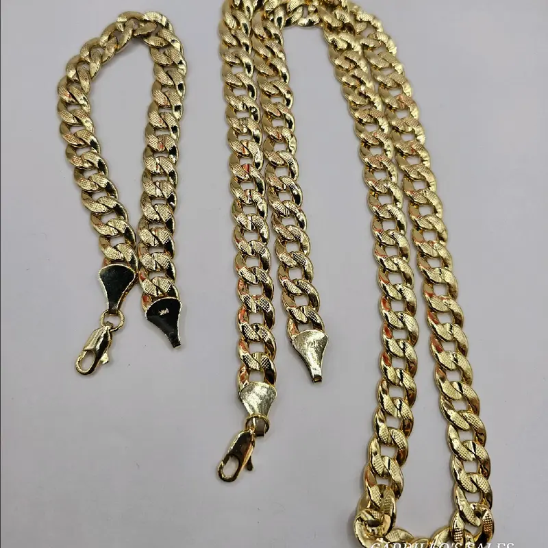cuban link set chain with bracelet  Gold-plated pick 20"inches 24"inches or 30"inches chains