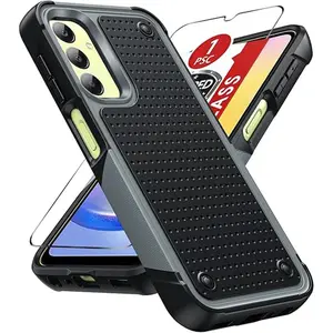 Samsung-A25 5G Case, Galaxy A25 Case with Screen Protector, Heavy Duty Dual Layer Protective Cell Hard PC Back & Soft Bumper Shockproof Essential Cover for Galaxy A25/ A24 4G Telefonos, Accessories Protection Cellphone Smartphone Casing Handheld