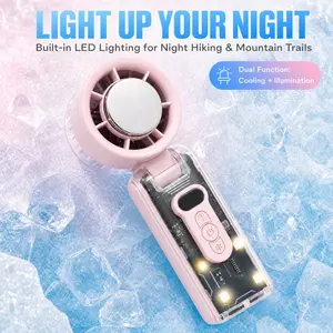 Handheld Fan with Ice Cooler, Hand Held Fan Rechargeable, Powerful Mini Personal fan for Travel, Outdoor, Beach & Makeup