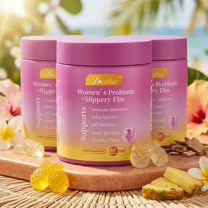 3 x LEEFAR Women's Probiotic Gummies with Slippery Elm & Prebiotics for pH Balance and Intimate Comfort Hawaiian Pineapple Flavor 60 Gummies