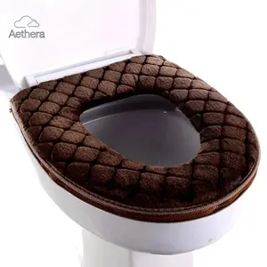 43x37cm Soft Plush Toilet Seat Cushion Warmer, Cozy Velvet Mat with Zipper Closure, Washable & Removable Universal Toilet Seat Cover, Warm & Comfortable Bathroom Accessory for Winter & Daily Use