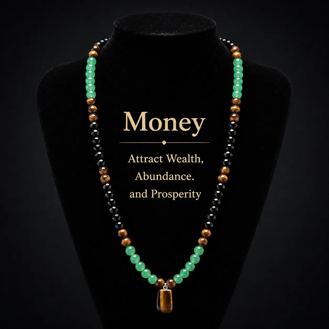 ARPURRAINA Money Attraction Necklace Set with Green Aventurine & Tiger Eye Pendant Healing Crystal Stone ,Matching Bracelet Wealth Abundance Crystal Jewelry Gift for Men Women Healing Pendant, Chains,  Crystal Jewelry,  Crystal Necklaces summerwins
