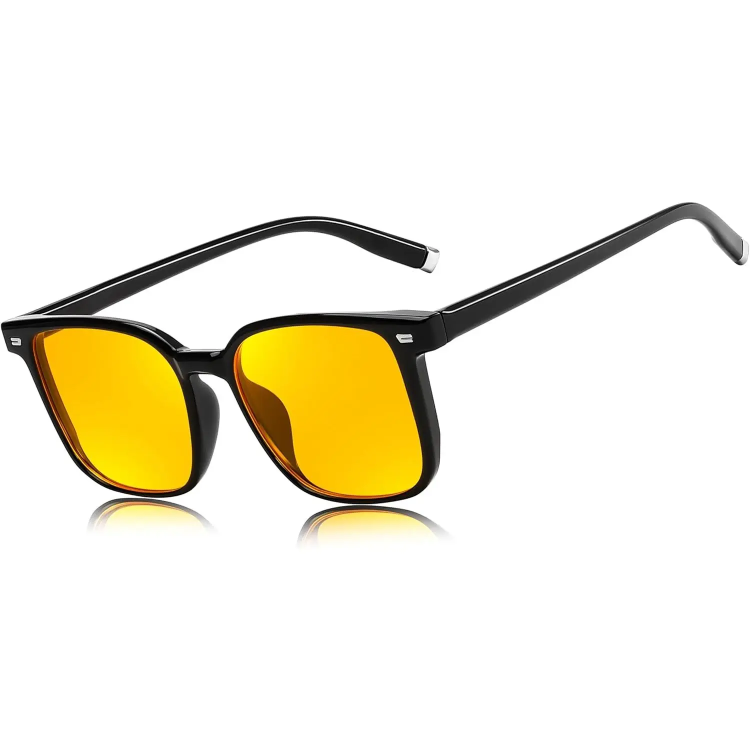 EyeconicFinds Men's Sunglasses, Anti Glare Driver Glasses, Vintage Night Vision Eyewear with Yellow Lenses for Men-Women B0175