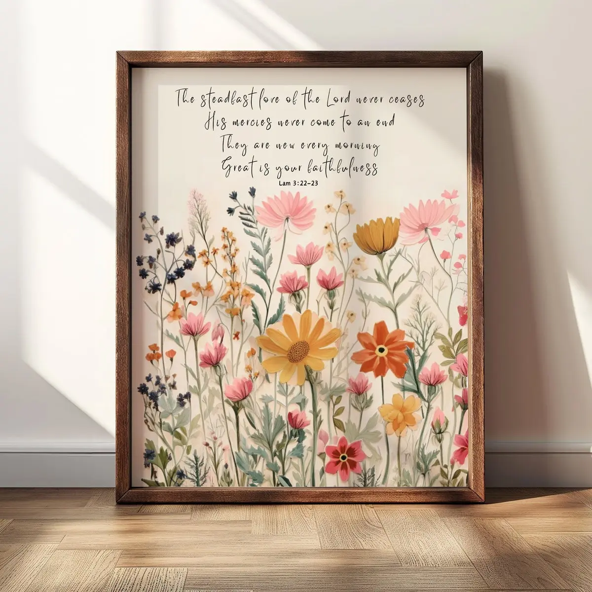 Lamentations 3 Scripture Wall Art – Flowers with Bible Verse, Christian ...