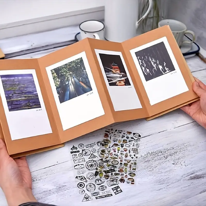 Creative Accordion Fold DIY Photo Album, Leather Scrapbook, Scrapbooking, Scrapbook Page, Holiday Greeting Memorial Album, Perfect for Weddings Anniversaries Home Use