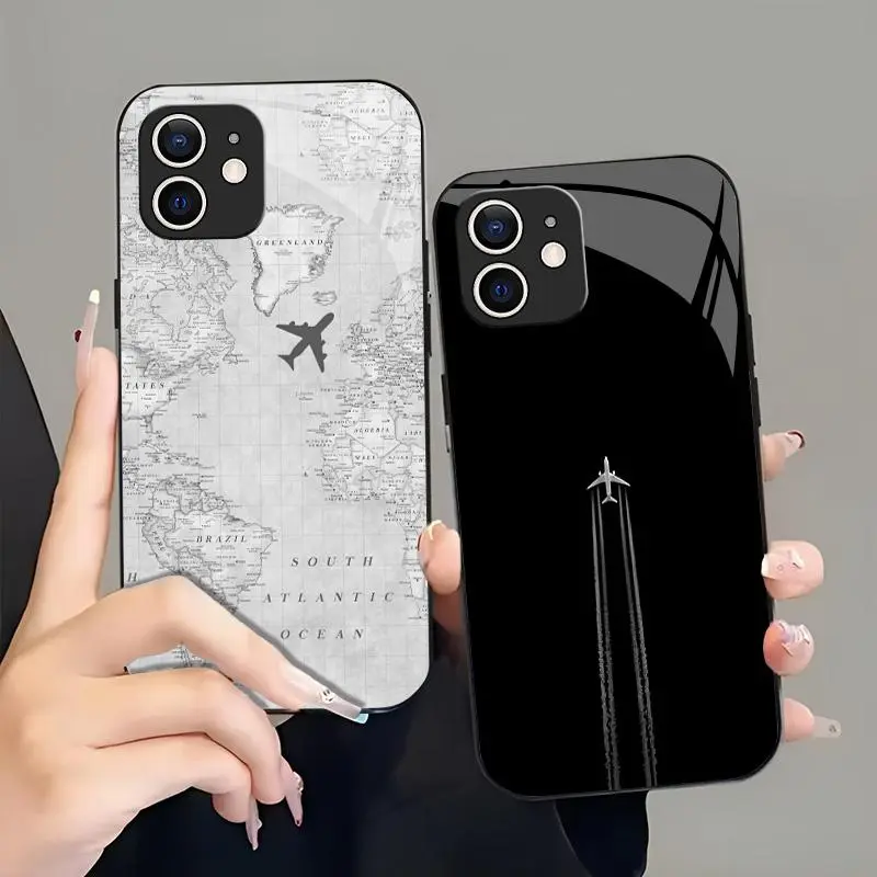 Suitable for [iPhone 12] high-end phone case🤩，a wide variety of airplane designs are available, offering a sophisticated and minimalist aesthetic，drop-resistant and fingerprint-proof YM99