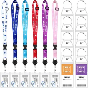18 count Cruise Lanyards Adjustable Lanyard with Retractable Reel  ID Badge Holder Luggage Tags for  Cruise Essentials Accessories(Cute Sailing)