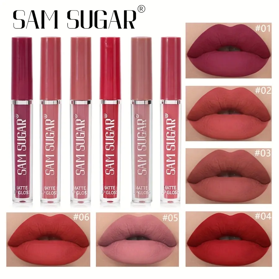 6-Piece Matte Liquid Lipstick Set - Long-Lasting, Waterproof, and Moisturizing Color Lipgloss, Cosmetic Makeup Gift for Women and Girls, Moisturizer, Lipstick & Lip Gloss, Youth
