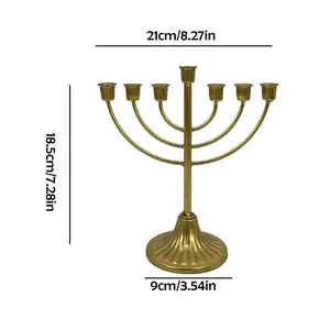 Syrochelle Jewish Candle Holder 7/9 Branch Candlestick Iron Art with Anti-Fade Finish, Threaded Interface, and Decorative Charm for Hanukkah Gift Retro Metal Resistant Ornaments Decoration