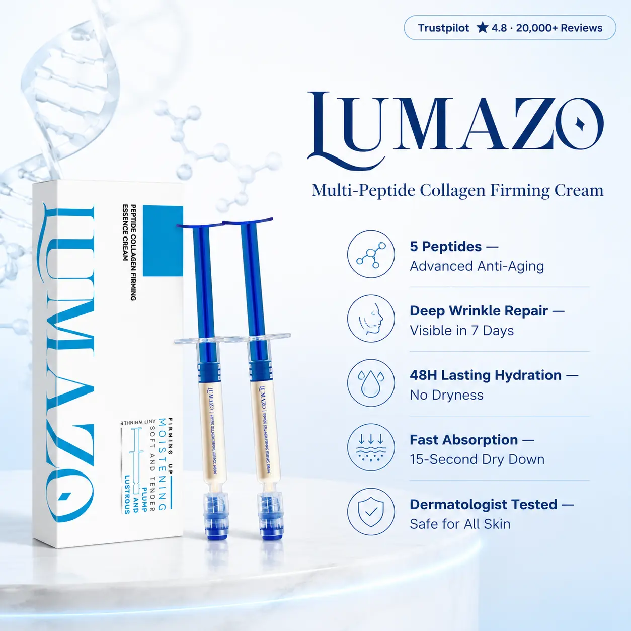 Anti-Aging Cream with Polypeptide Collagen, Daily Hydrating Treatment for Firming Skin and Wrinkles, Skin Care for Adults, 2 Pack, Moisturizing