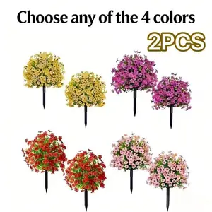 2-piece set (4 colors, any choice) Home decoration Decorative artificial flower, with ground plug, Versatile decoration, suitable for indoor and outdoor home, hotel, wedding decoration all year round, no container included, Fake flowers