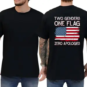 Two Gndrs One Flag Zero Apologies T-shirt, Unisex Graphic Tees, Funny Shirts, Casual Menswear