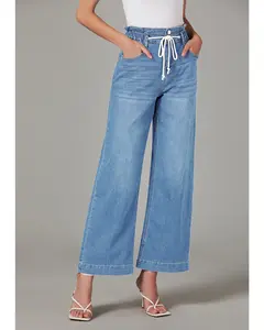 GRAPENT Wide Leg Jeans for Women Stretch High Wasited Elastic Waist Bell Bottom Baggy Y2K Pants SpringStatements