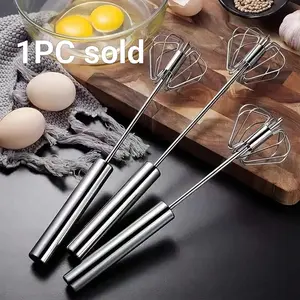 Manual Egg Beater, 304 Stainless Steel Press Type Semi-automatic Egg Mixer, Household Baking Cream Beater, Kitchen Accessories, Utensils
