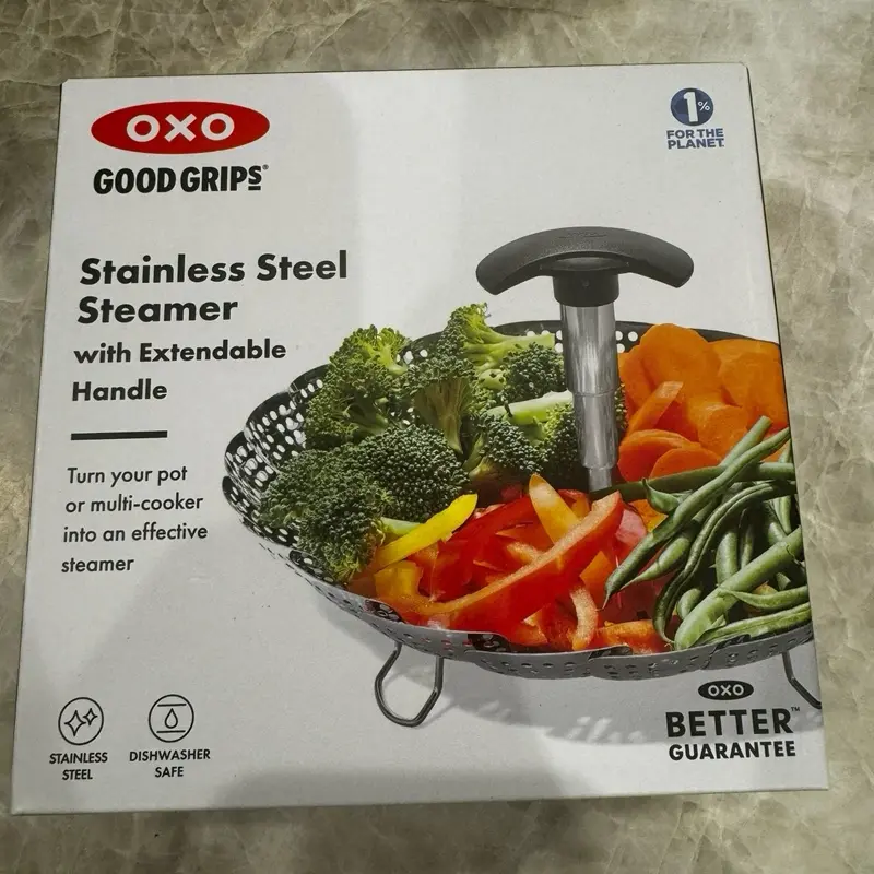 OXO Good Grips Stainless Steel Steamer with Extendable Handle, Turn Your Pot or Multi-Cooker into an Effective Steamer, Cookware