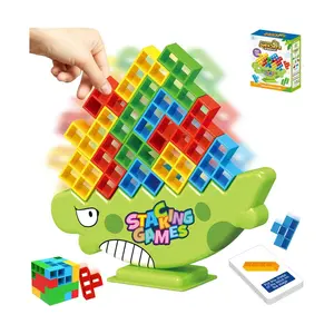 Dinosaur Tower Balance Game Set, 16-64 Pieces, Family Fun Game for Kids & Adults, Birthday Gift Idea Stacking Game Dinosaur Building Blocks Desktop Balance Block Puzzle Board Game