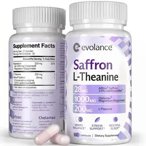 Evolance Calm + Rest - Saffron, Magnesium, & L-Theanine Supplement for Sleep & Calm Support, 60 Veg Capsules