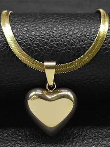 Mother's Day Gift Stainless Steel Heart Shaped Pendant Necklace, Heart Pendant Necklaces, Fashion Jewelry, Accessories for Party, Jewelry for Birthday Gift