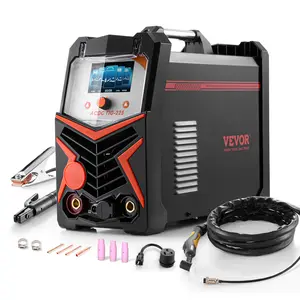 VEVOR TIG Welder, Summervibes,Summervibes, 225A 6-In-1 Aluminum Welding Machine (Large LED Display)- AC TIG/DC TIG/AC Pulse TIG/DC Pulse TIG/Spot TIG/MMA(Stick), 110&220V Dual Voltage Electric Welder with IGBT Inverter