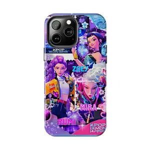 K-Pop Demon Hunters Collage Anime Case for iPhone 17-7 Pro Max Plus & Samsung Galaxy S25-S21 Ultra Plus - Rumi Mira Zoey Aesthetic Neon Phone Cover unisex