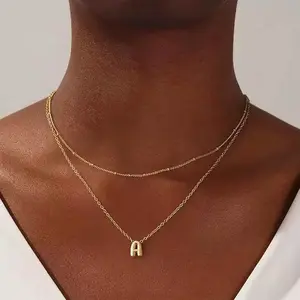 KYERLYN 14K Gold Plated Initial Letter Necklace Waterproof Hypoallergenic Dainty Layered Choker for Women Trendy Everyday Jewelry & Gift Mom necklace Mother's Day